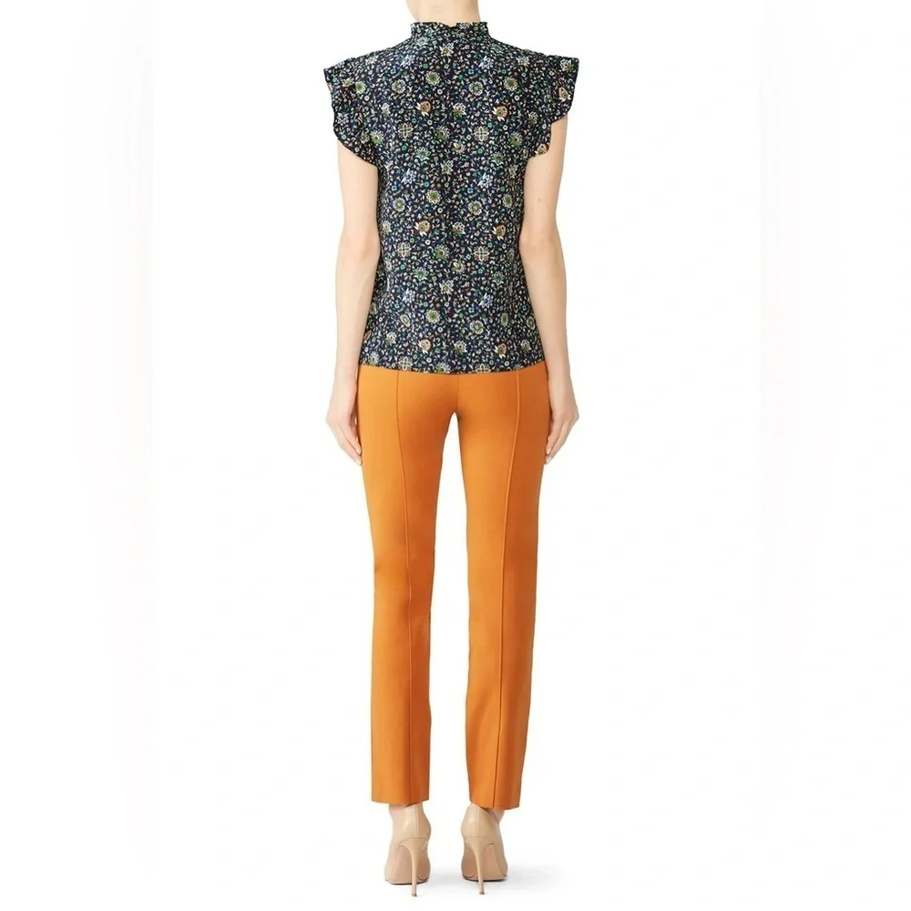Tory Burch Printed Ruffle Shell Top size 4